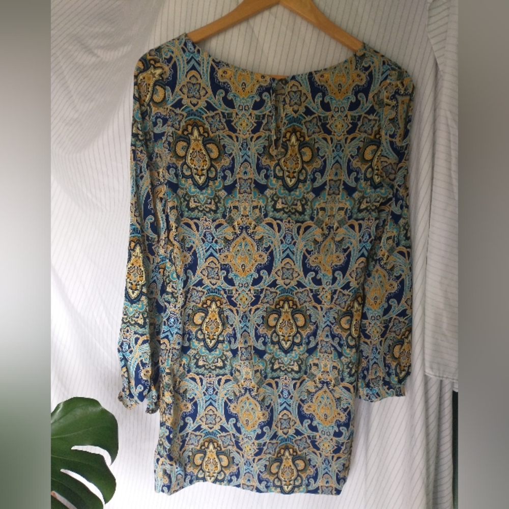 Women's "Lov posh" blue and gold paisley printed dress from Francesca's - Picture 7 of 11